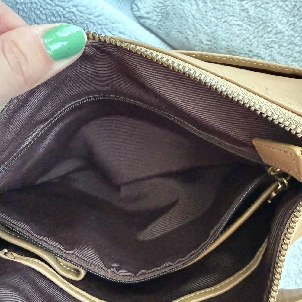 Etienne Aigner Brown Leather Shoulder Bag with Gold Hardware